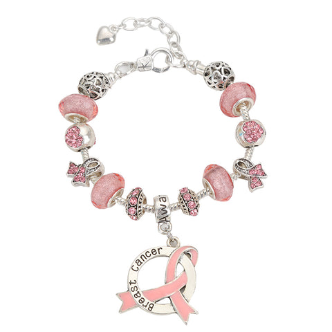 Breast Cancer Awareness Luxury Charm Bracelet | The Awareness Store