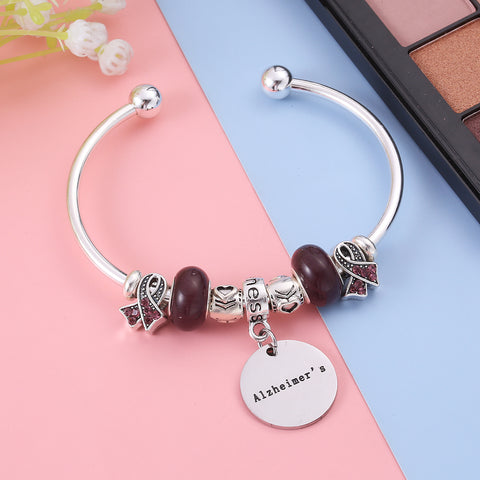 Alzheimer's Awareness Charm Bangle Bracelet