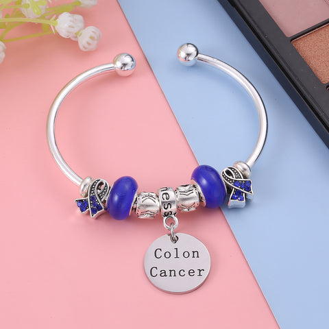 Colon Cancer Awareness Charm Bangle Bracelet - The Awareness Store