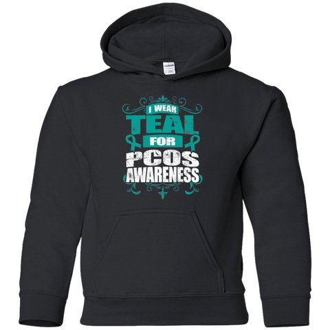 I Wear Teal for PCOS Awareness! KIDS Hoodie