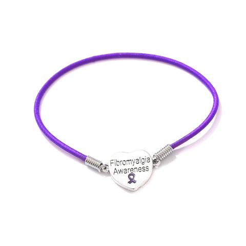 Fibromyalgia Awareness Heart Stretch Bracelet - The Awareness Store