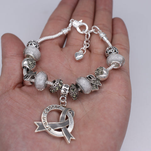 Brain Cancer Awareness Luxury Charm Bracelet - The Awareness Store