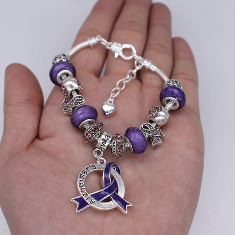 Alzheimer's Awareness Luxury Charm Bracelet - The Awareness Store