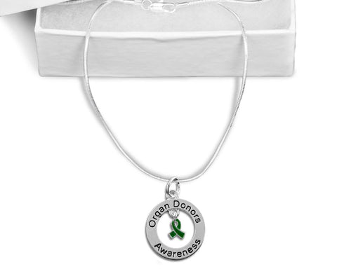 Organ Donors Floating Ribbon Awareness Necklace