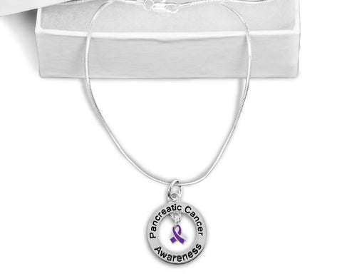 Pancreatic Cancer Floating Ribbon Awareness Necklace