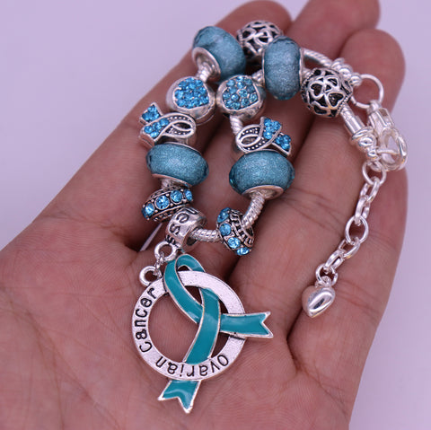 Ovarian Cancer Awareness Luxury Charm Bracelet - The Awareness Store