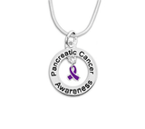 Pancreatic Cancer Floating Ribbon Awareness Necklace