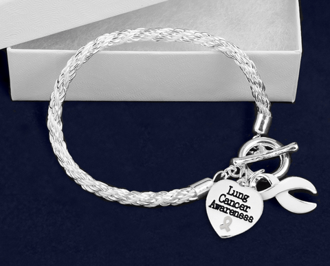 Lung Cancer Heart Charm Bracelet