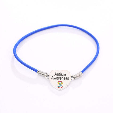 Autism Heart Charm Stretch Bracelet - The Awareness Store