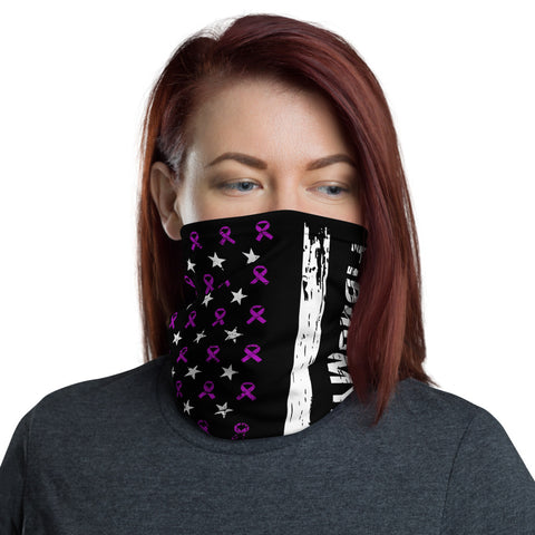 Fibromyalgia Awareness USA Flag Washable Face Mask / Neck Gaiter - The Awareness Store