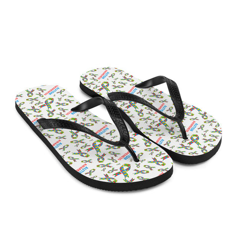 Autism Awareness Ribbon Pattern Flip-Flops - The Awareness Store