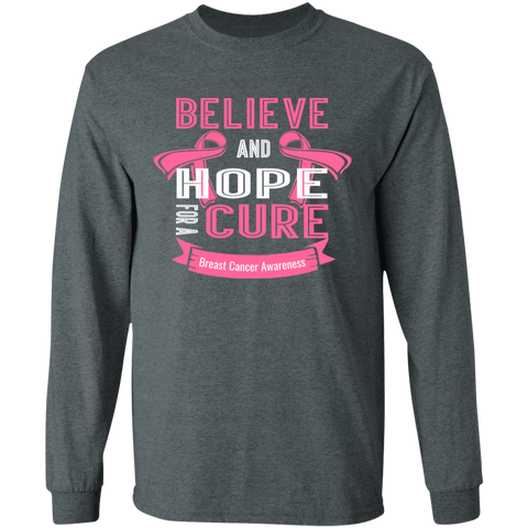 Believe & Hope Breast Cancer Awareness Long Sleeve T-Shirt - The Awareness Store