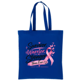 True Royal Survivor Warrior Stronger Breast Cancer Awareness Cotton Tote - Front