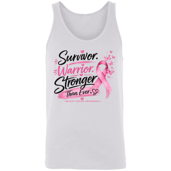 White Survivor Warrior Stronger Breast Cancer Awareness unisex Tank for gift