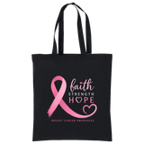 Black Breast Cancer Awareness Cotton Tote Bag back side for gift
