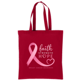 Red Breast Cancer Awareness Cotton Tote Bag back side for gift
