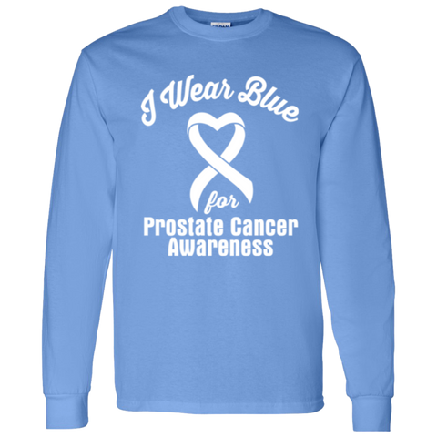 I Wear Blue! Prostate Cancer Awareness Long Sleeve T-Shirt - The Awareness Store