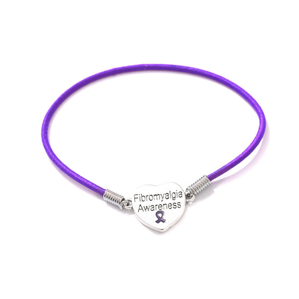 Fibromyalgia Awareness Heart Stretch Bracelet - The Awareness Store