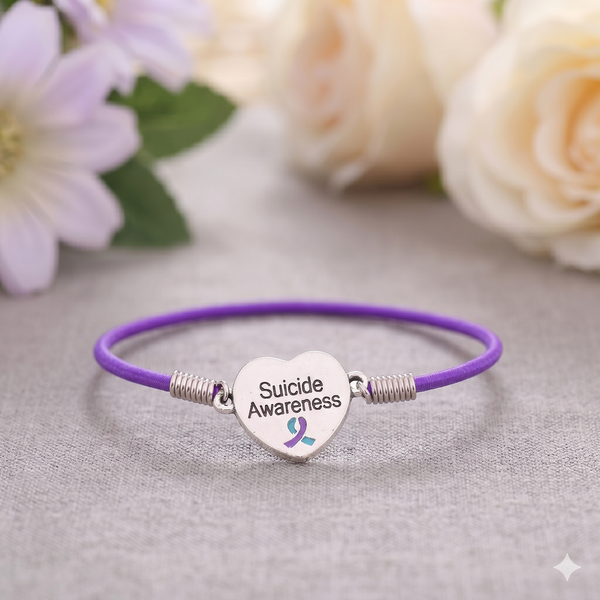 Suicide Awareness Heart Stretch Bracelet - The Awareness Store