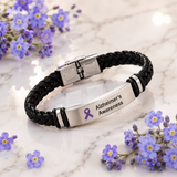 Alzheimer's Leather Awareness Bracelet - The Awareness Store