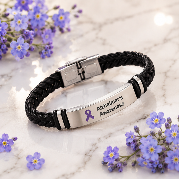 Alzheimer's Leather Awareness Bracelet - The Awareness Store