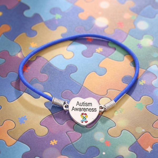 Autism Heart Charm Stretch Bracelet - The Awareness Store