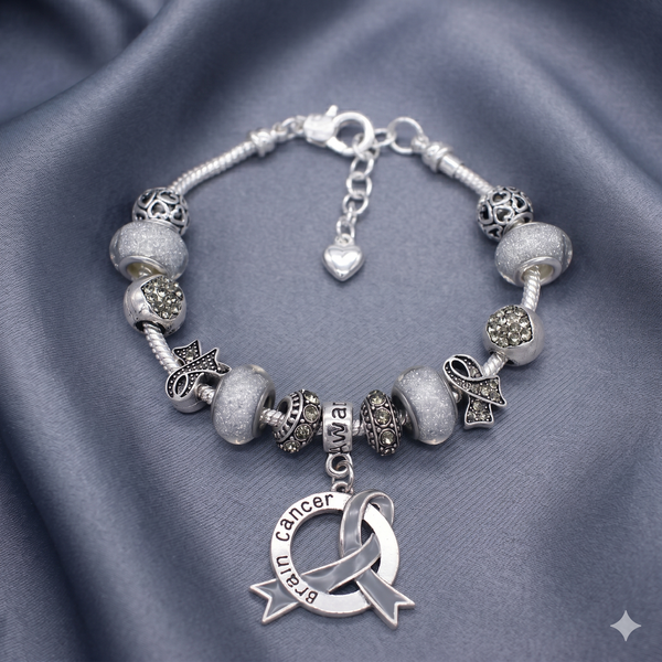 Brain Cancer Awareness Luxury Charm Bracelet - The Awareness Store