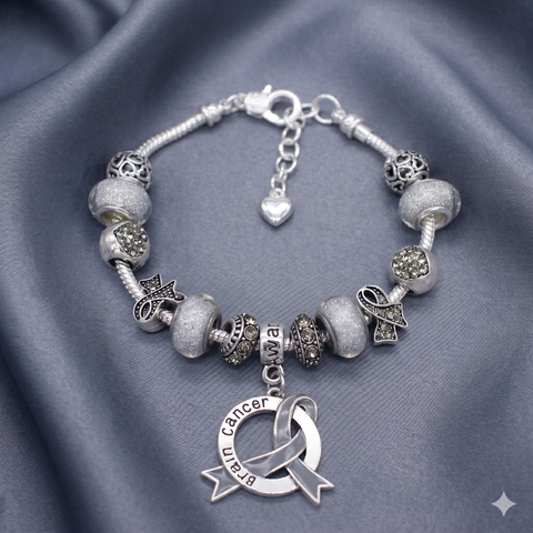 Brain Cancer Awareness Luxury Charm Bracelet - The Awareness Store