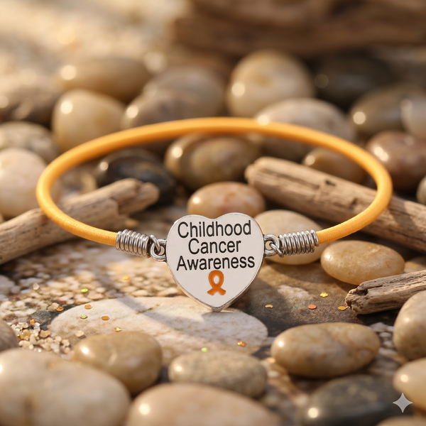 Childhood Cancer Heart Charm Stretch Bracelet - The Awareness Store