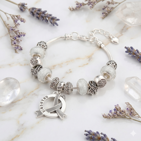 Diabetes Awareness Luxury Charm Bracelet - The Awareness Store