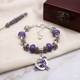 Fibromyalgia Awareness Luxury Charm Bracelet with purple ribbon pendant