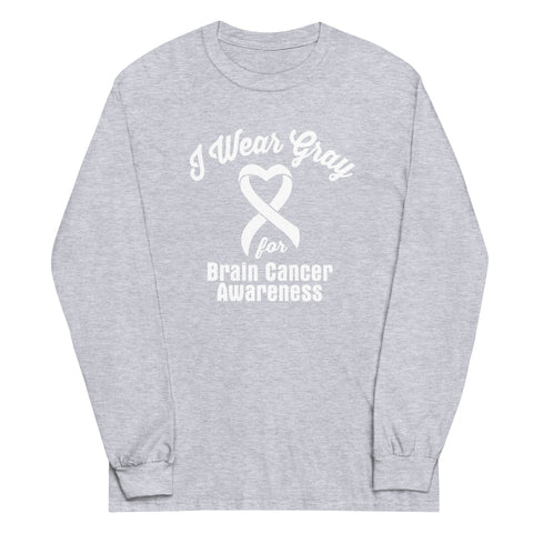 I Wear Gray for Brain Cancer Awareness Long Sleeve T-Shirt