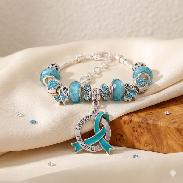 Ovarian Cancer Awareness Luxury Charm Bracelet - The Awareness Store