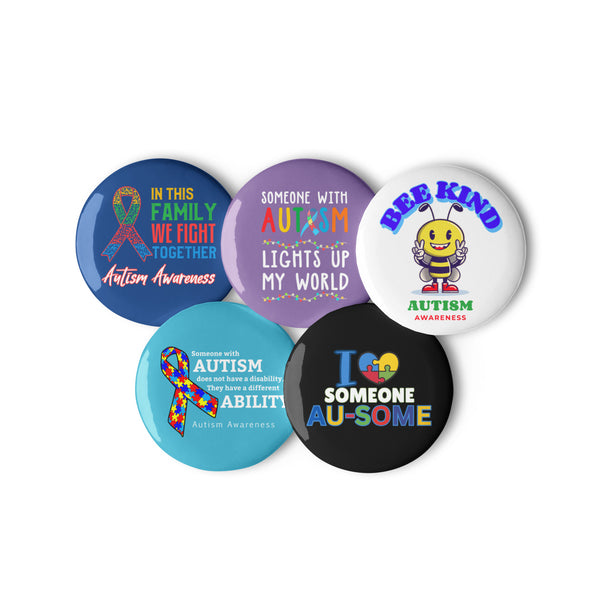Autism Awareness – Set of 5 Pin Buttons | The Awareness Store