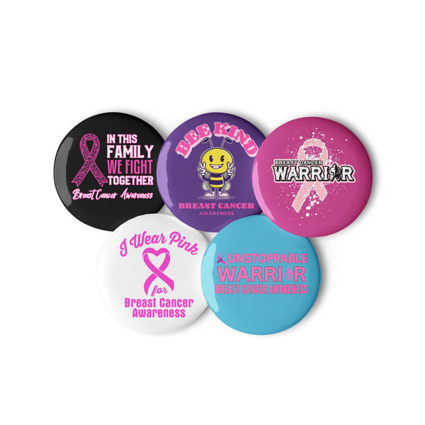Breast Cancer Awareness – Set of 5 Pin Buttons | The Awareness Store