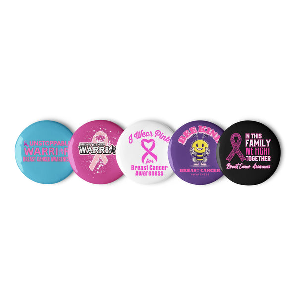 Breast Cancer Awareness – Set of 5 Pin Buttons | The Awareness Store