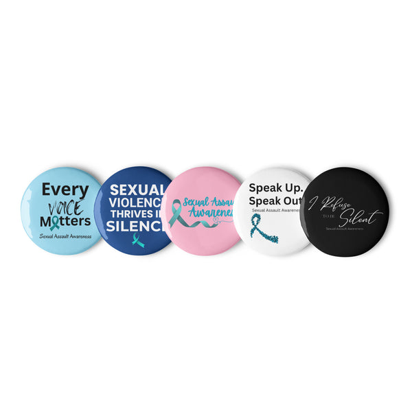 Sexual Assault Awareness – Set of 5 Pin Buttons | The Awareness Store