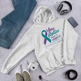 Unisex ash-colored hoodie with "You Matter. There is Hope" message, designed for suicide prevention awareness, by The Awareness Store.