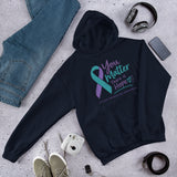 Navy unisex hoodie with "You Matter. There is Hope" suicide prevention awareness message, made by The Awareness Store.
