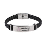 Breast Cancer Leather Awareness Bracelet