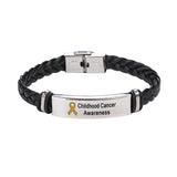 Childhood Cancer Leather Awareness Bracelet - The Awareness Store