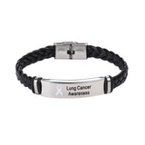 Lung Cancer Leather Awareness Bracelet