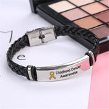 Childhood Cancer Leather Awareness Bracelet - The Awareness Store