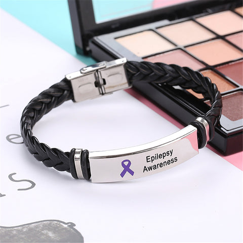 Epilepsy Leather Awareness Bracelet - The Awareness Store