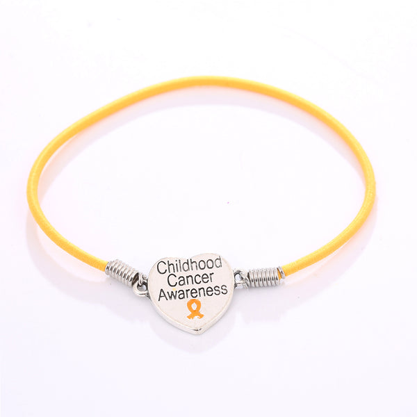 Childhood Cancer Heart Charm Stretch Bracelet