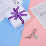 Breast Cancer Awareness Charm Bangle Bracelet
