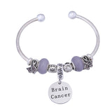 Brain Cancer Awareness Charm Bangle Bracelet