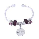 Epilepsy Awareness Charm Bangle Bracelet