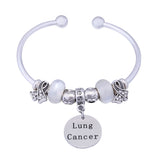 Lung Cancer Awareness Charm Bangle Bracelet