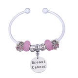 Breast Cancer Awareness Charm Bangle Bracelet